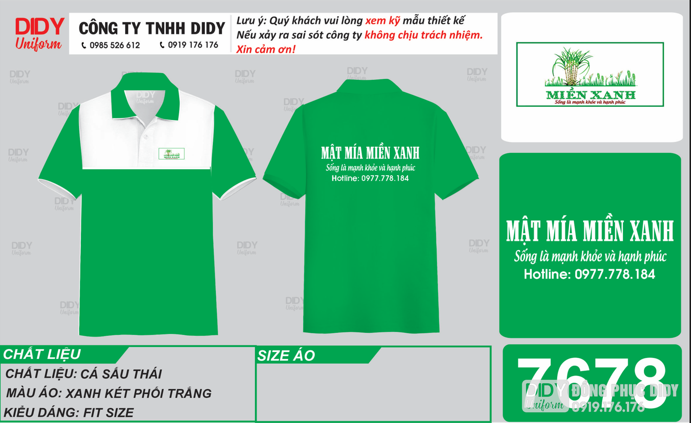 Áo đồng phục nhân viên Mật mía Miền Xanh